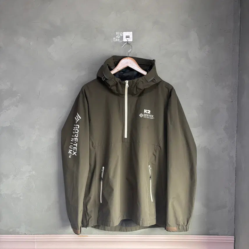 [BUNJANG] K2 Gore-Tex Half-Zip Windbreaker Dark Beige Khaki / K2 고어텍스 반집업 바람막이 다크 베이지 카키