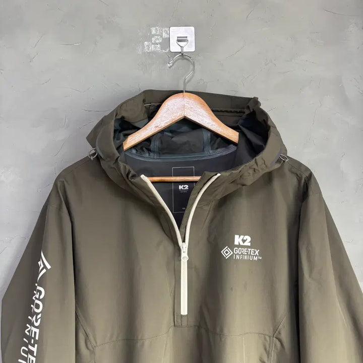 [BUNJANG] K2 Gore-Tex Half-Zip Windbreaker Dark Beige Khaki / K2 고어텍스 반집업 바람막이 다크 베이지 카키