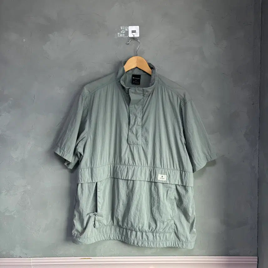 [BUNJANG] Snow Peak Apparel Nylon Anorak Windbreaker Short Sleeve Khaki / 스노우피크 어페럴 나일론 아노락 바람막이 반팔 카키