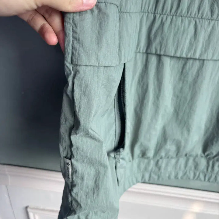 [BUNJANG] Snow Peak Apparel Nylon Anorak Windbreaker Short Sleeve Khaki / 스노우피크 어페럴 나일론 아노락 바람막이 반팔 카키