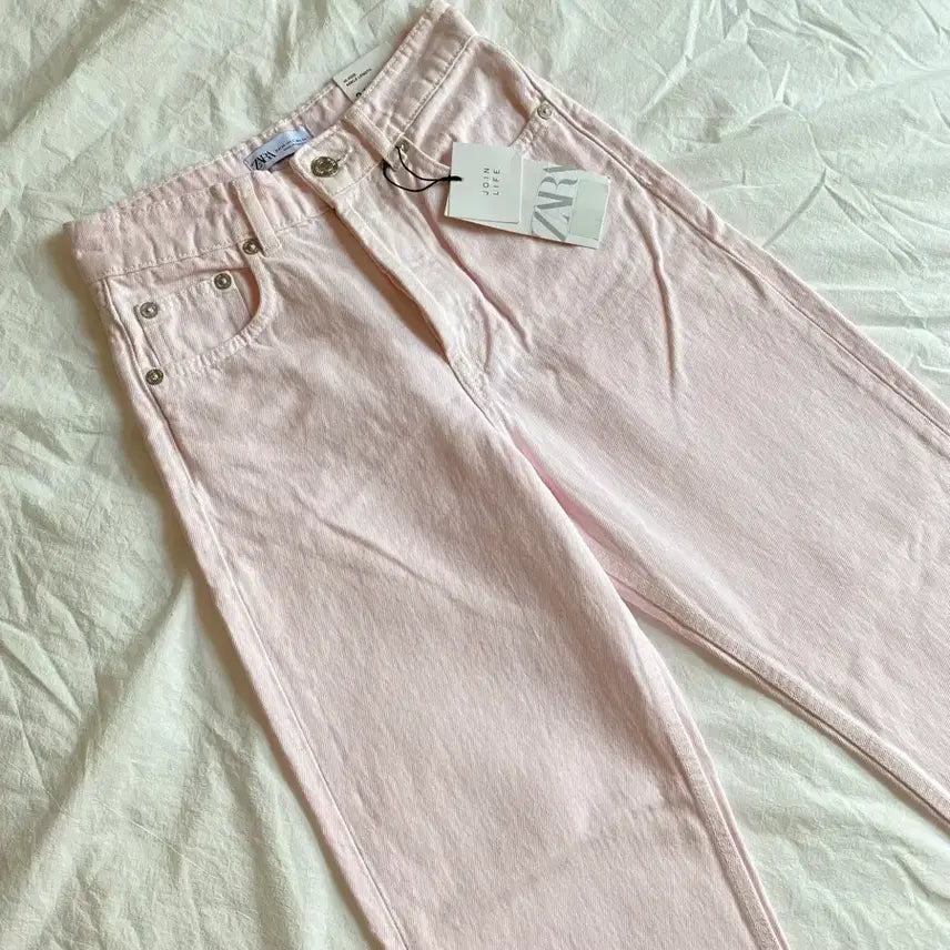 [BUNJANG] ZARA Straight Denim Pants (Pink, Size 34) / ZARA 스트레이트 데님 팬츠 (새상품)