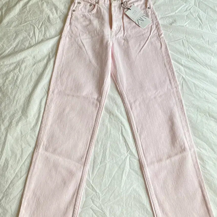 [BUNJANG] ZARA Straight Denim Pants (Pink, Size 34) / ZARA 스트레이트 데님 팬츠 (새상품)