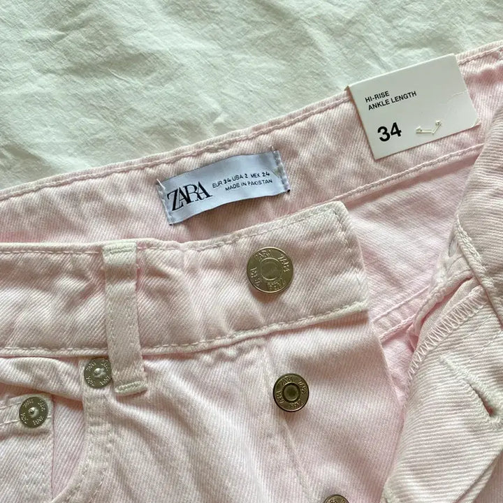 [BUNJANG] ZARA Straight Denim Pants (Pink, Size 34) / ZARA 스트레이트 데님 팬츠 (새상품)
