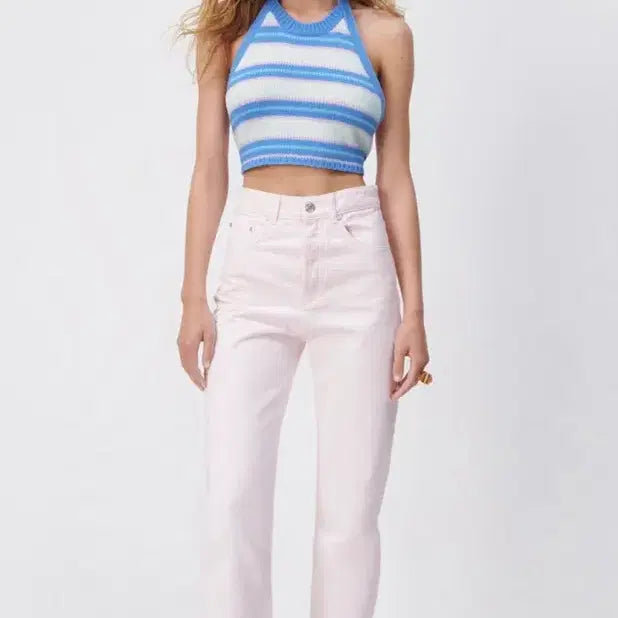 [BUNJANG] ZARA Straight Denim Pants (Pink, Size 34) / ZARA 스트레이트 데님 팬츠 (새상품)