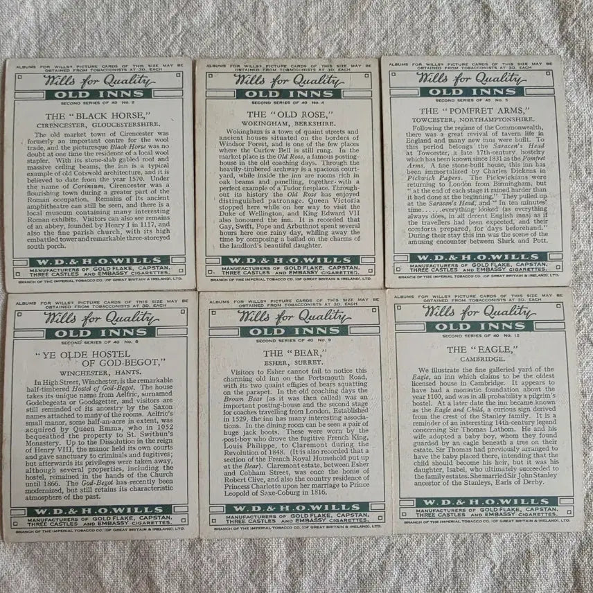 [BUNJANG] W.D. &amp; H.O. Wills Old Inns Series Vintage Cards / 영국빈티지카드 유럽빈티지카드 영국여인숙 영국유적지 영국관광지 찰스디킨스