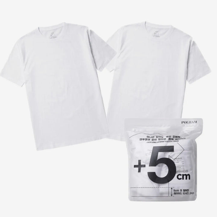 [BUNJANG] Polham Unisex Layered Short Sleeve T-shirt Set (White, 2-Pack) / 새) 공용 레이어드 반팔 화이트 2장세트 패키지 105, 110