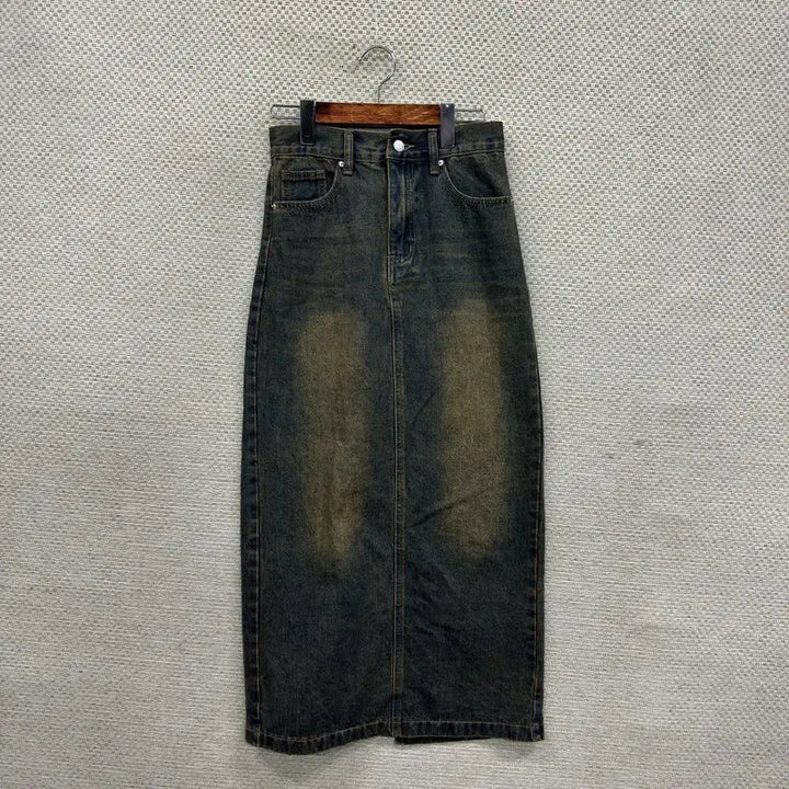 [BUNJANG] Vintage Washed Denim Long Skirt M / 빈티지 워싱 데님 롱스커트 M M14756