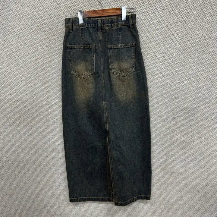 [BUNJANG] Vintage Washed Denim Long Skirt M / 빈티지 워싱 데님 롱스커트 M M14756