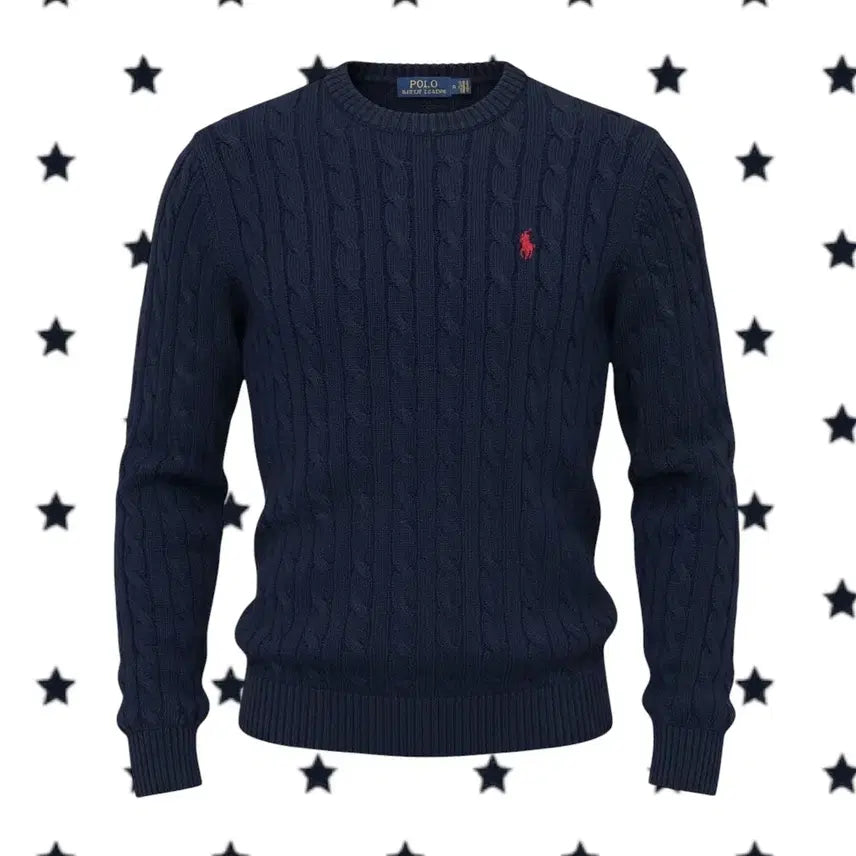 [BUNJANG] Polo Ralph Lauren Navy Cable Knit Cotton Sweater / 여성 신형 폴로 랄프로렌 네이비 꽈배기 면니트
