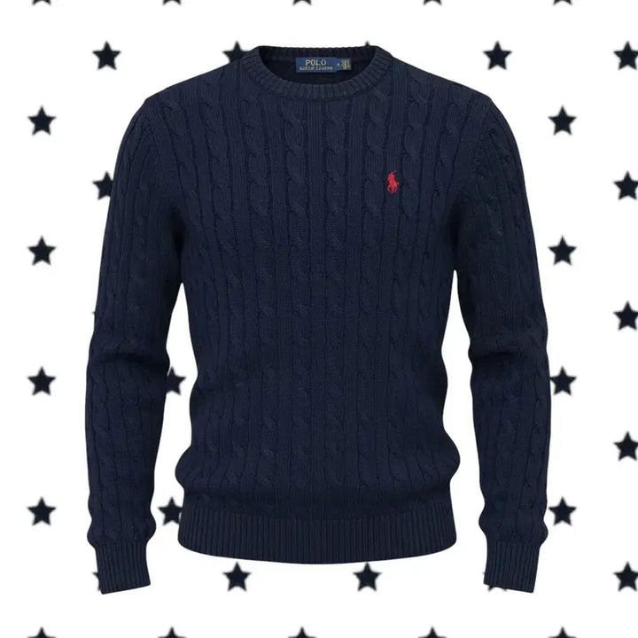[BUNJANG] Polo Ralph Lauren Navy Cable Knit Cotton Sweater / 여성 신형 폴로 랄프로렌 네이비 꽈배기 면니트