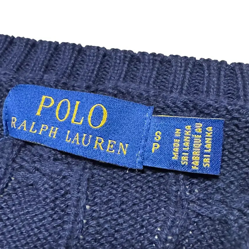 [BUNJANG] Polo Ralph Lauren Navy Cable Knit Cotton Sweater / 여성 신형 폴로 랄프로렌 네이비 꽈배기 면니트