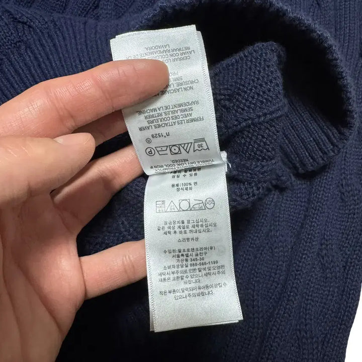 [BUNJANG] Polo Ralph Lauren Navy Cable Knit Cotton Sweater / 여성 신형 폴로 랄프로렌 네이비 꽈배기 면니트