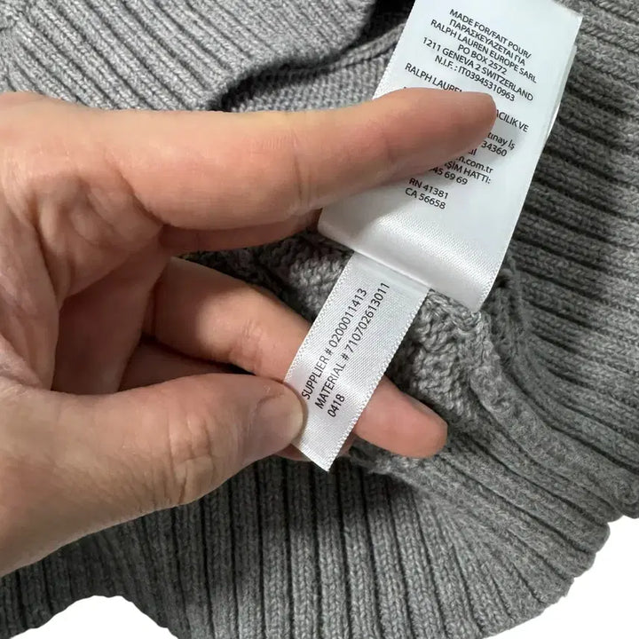 [BUNJANG] Polo Ralph Lauren Gray Cable Knit Cotton Sweater / 신형 폴로 랄프로렌 그레이 꽈배기 면니트