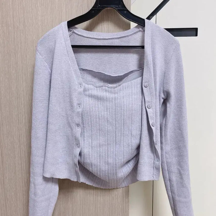 [BUNJANG] Light Purple Cardigan and Camisole Set / 벚꽃놀이룩)연보라 가디건+나시 세트