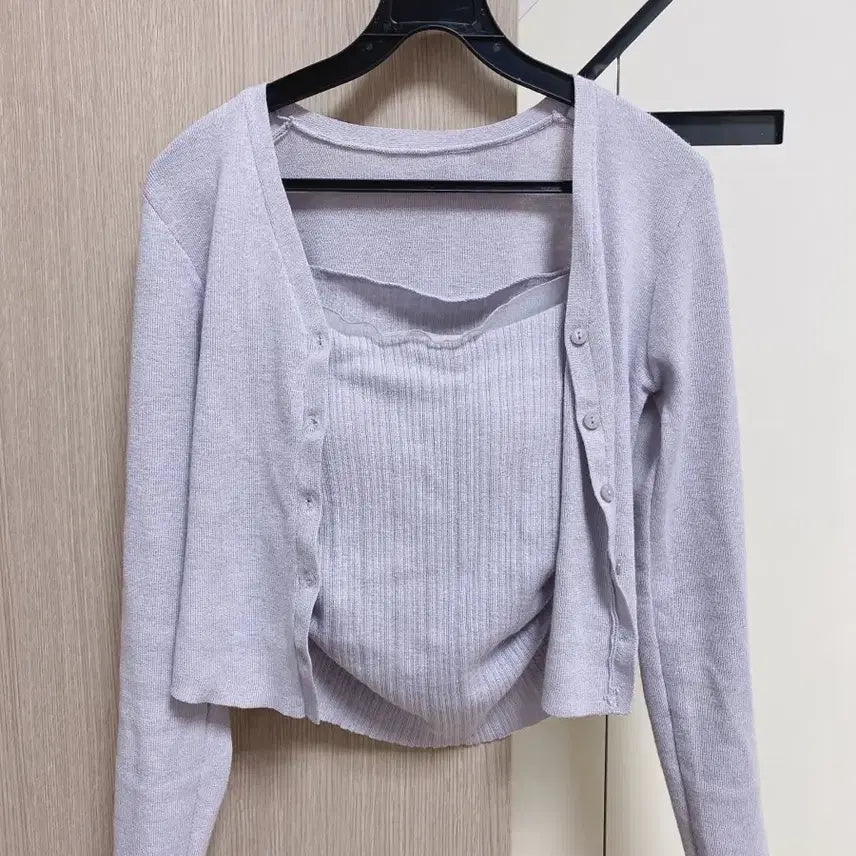 [BUNJANG] Light Purple Cardigan and Camisole Set / 벚꽃놀이룩)연보라 가디건+나시 세트