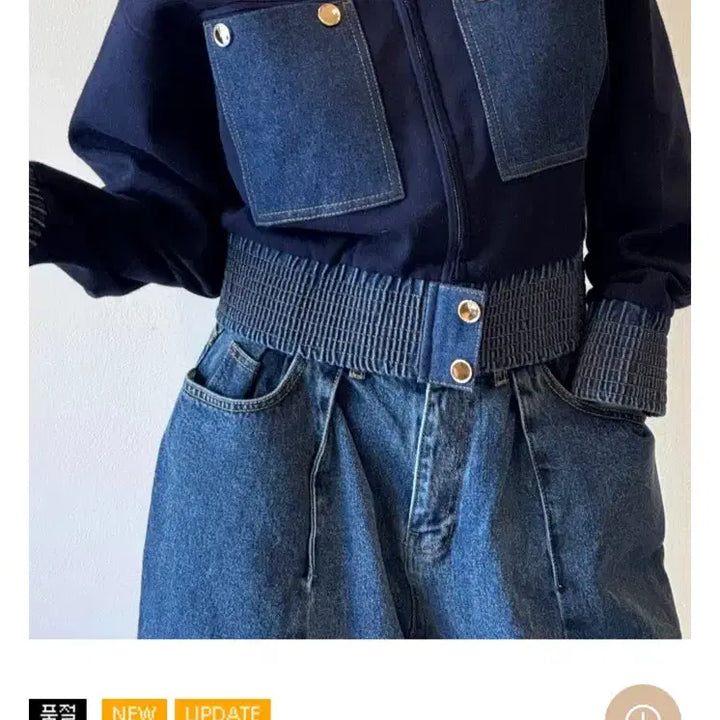 [BUNJANG] Raduna Navy Denim Two-Piece Set - Denim Knit Jacket &amp; Pants / 네이비데님투피스 제평자켓 라두나 수입세트 데님니트자켓드노르타