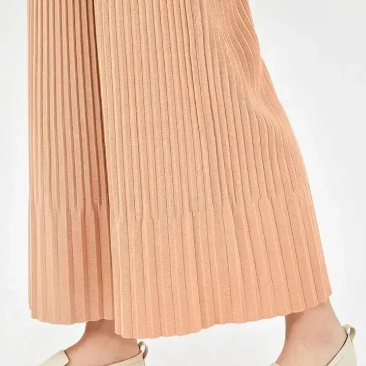 [BUNJANG] SYSTEM Belted Knit Pleated Pants Coral Beige / 한섬 시스템 SYSTEM 벨트 니트 플리츠 팬츠 봄 골지 바지 코랄베이지