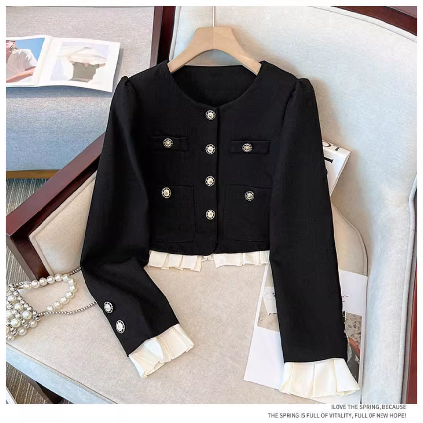 [BUNJANG] Big Size Tweed Jacket and Skirt Two-Piece Set / 44-88 빅사이즈 트위드 자켓 뒷밴딩 스커트 투피스 세트 하객 결혼식