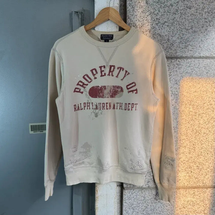 [BUNJANG] Polo Jeans Distressed Logo Sweatshirt / 폴로 진스 빈티지 디스트레스드 로고 맨투맨