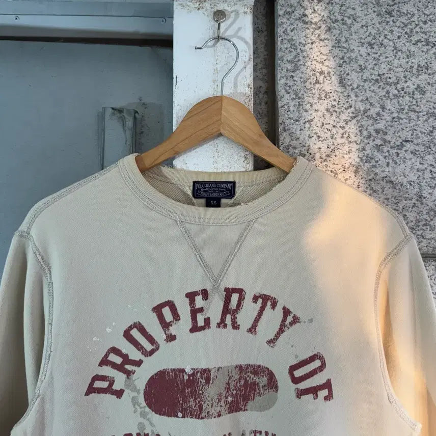 [BUNJANG] Polo Jeans Distressed Logo Sweatshirt / 폴로 진스 빈티지 디스트레스드 로고 맨투맨