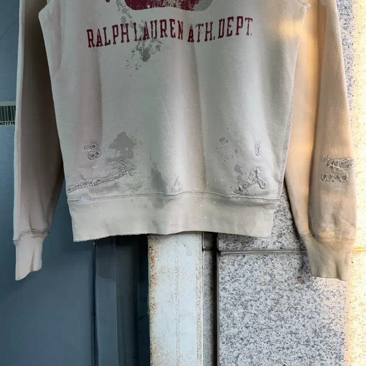 [BUNJANG] Polo Jeans Distressed Logo Sweatshirt / 폴로 진스 빈티지 디스트레스드 로고 맨투맨