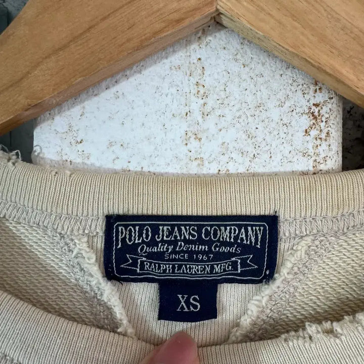 [BUNJANG] Polo Jeans Distressed Logo Sweatshirt / 폴로 진스 빈티지 디스트레스드 로고 맨투맨