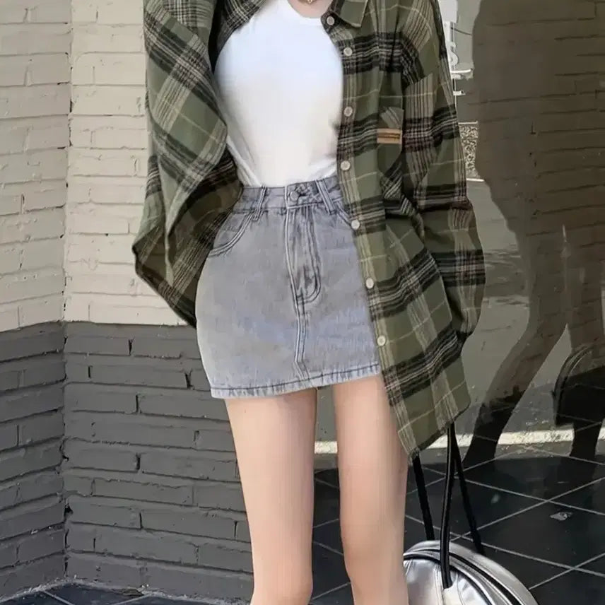 [BUNJANG] Amigreen Check Oversized Shirt / 아미그린 체크 오버핏 셔츠.새상품