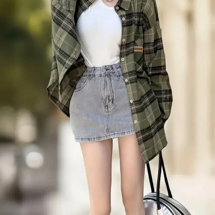 [BUNJANG] Amigreen Check Oversized Shirt / 아미그린 체크 오버핏 셔츠.새상품