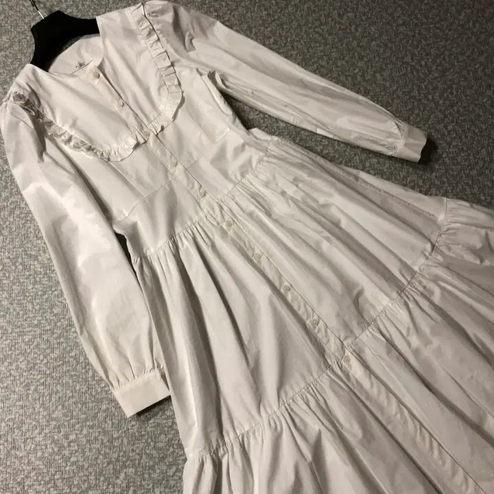 [BUNJANG] August White Frill Ruffle Princess Dress / 어거스트 화이트 프릴 캉캉 러플 바스락 원피스 프린세스 공주풍