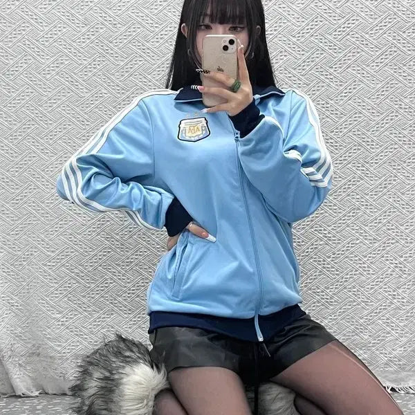 [BUNJANG] Adidas Argentina Messi Jersey Zip-up Jacket / 아디다스 희귀 아르헨티나 메시 져지 집업 100 C10301