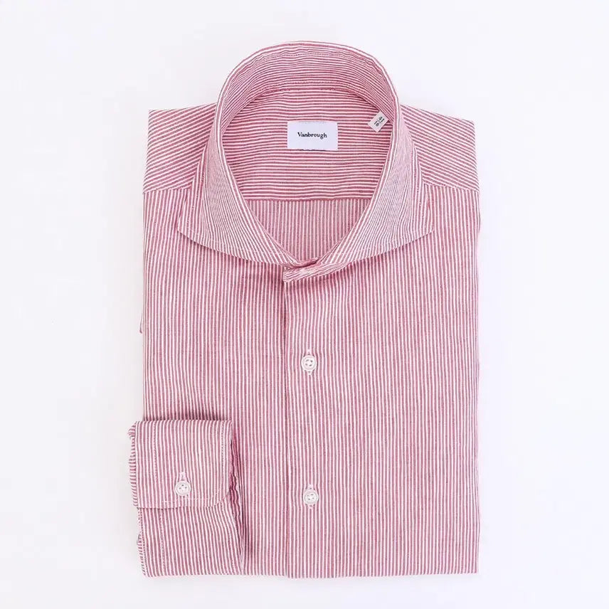 [SOLD OUT] 밴브루/이태리 깐끌리니 레드 스트라이프 와이드카라 린넨 셔츠/100