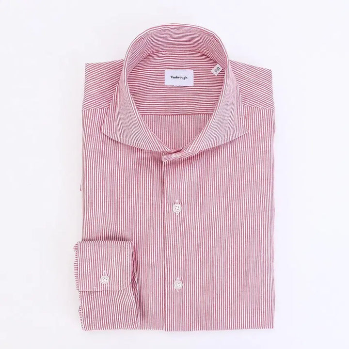 [SOLD OUT] 밴브루/이태리 깐끌리니 레드 스트라이프 와이드카라 린넨 셔츠/100