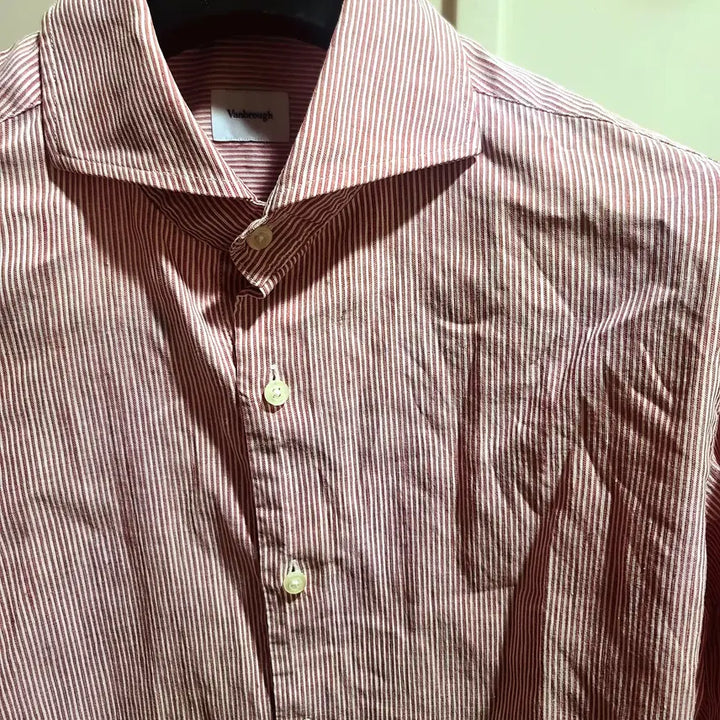 [SOLD OUT] 밴브루/이태리 깐끌리니 레드 스트라이프 와이드카라 린넨 셔츠/100