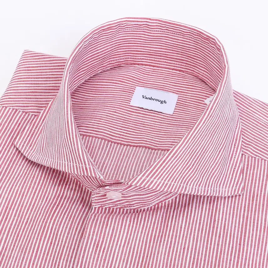 [SOLD OUT] 밴브루/이태리 깐끌리니 레드 스트라이프 와이드카라 린넨 셔츠/100