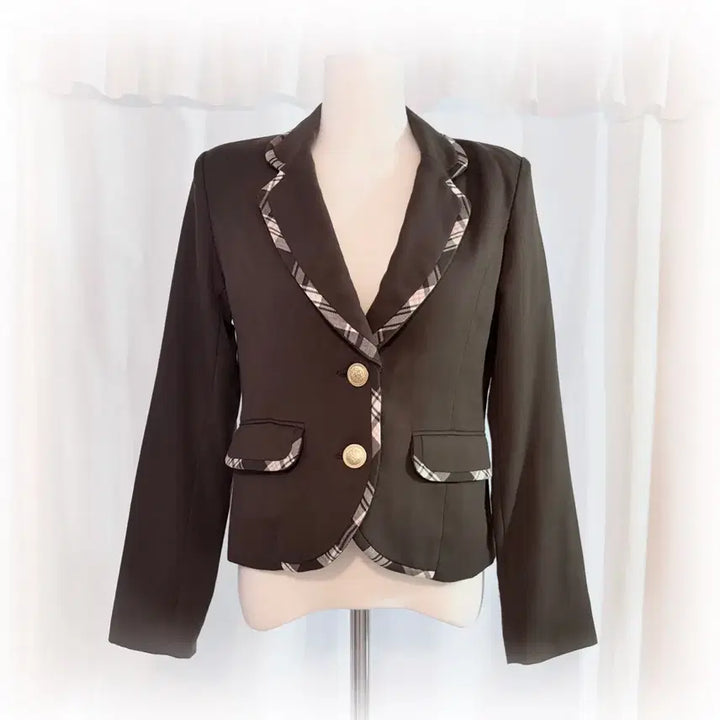 [BUNJANG] Vintage Chocobrown Gold Button Preppy School Jacket / 초코브라운 금장 프레피 스쿨자켓 일본빈티지 스쿨갸루 모리계