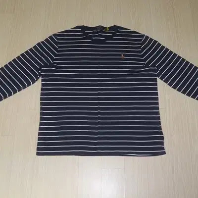 [BUNJANG] Polo Navy/White Striped Round T-shirt / (105)A327. 폴로/네이비화이트 단가라라운드티셔츠