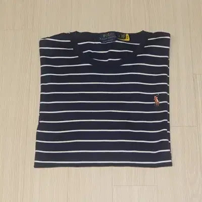 [BUNJANG] Polo Navy/White Striped Round T-shirt / (105)A327. 폴로/네이비화이트 단가라라운드티셔츠