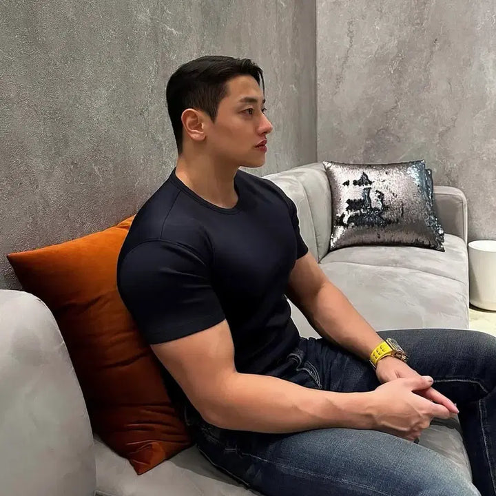 [BUNJANG] Rapinato Muscle Fit Short Sleeve T-shirt / 라피나토 머슬핏 반팔 48사이즈