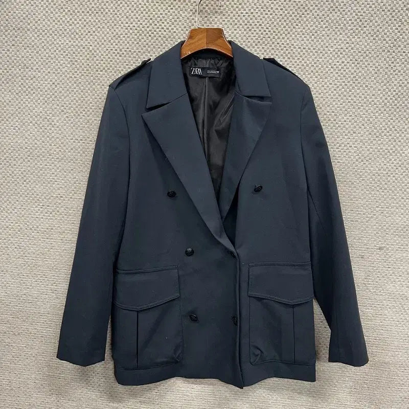 [BUNJANG] ZARA Double-Button Blazer Jacket / 자라 ZARA 캐주얼 더블버튼 블레이저 자켓 S A08183