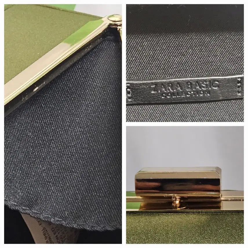 [BUNJANG] ZARA Olive Green Pearl Embellished Chain Tote Bag / 자라 올리브 그린 진주 장식 체인 토트백