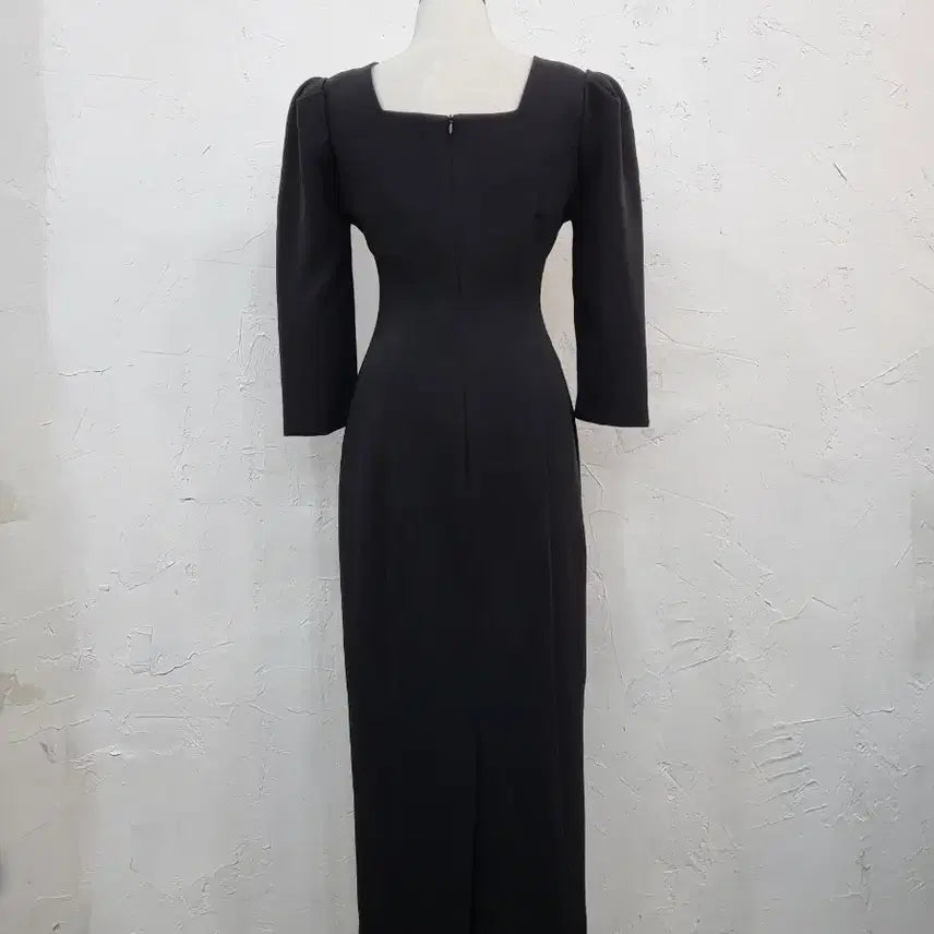 [BUNJANG] Black Square Neck Puff Sleeve Long Dress (Size S) / 블랙 스퀘어넥 퍼프 롱 원피스S