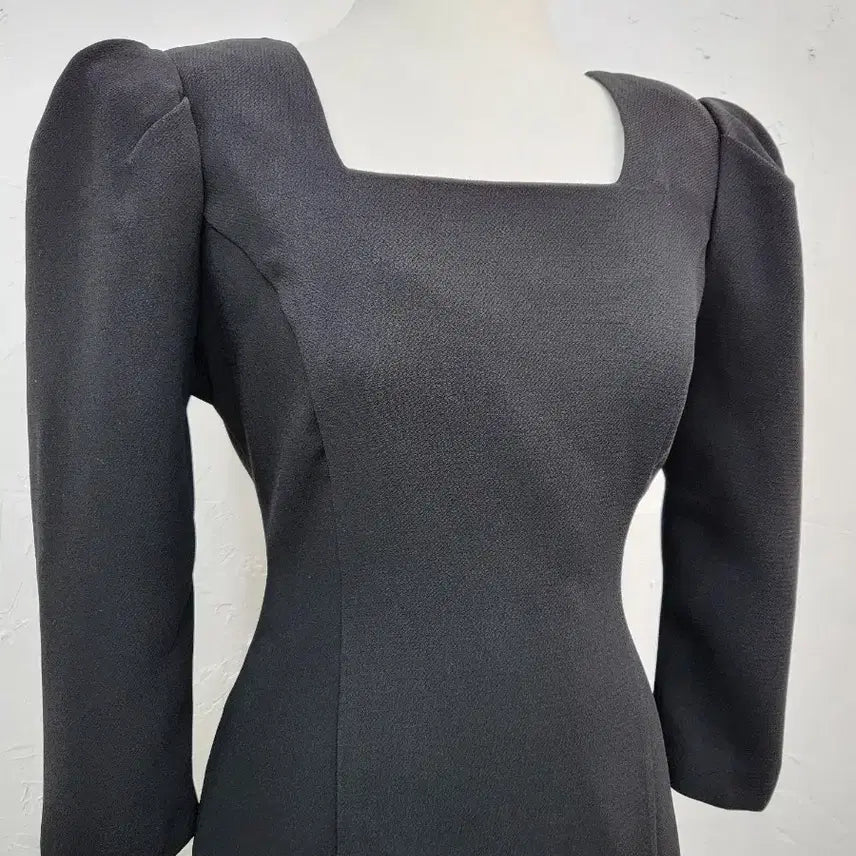 [BUNJANG] Black Square Neck Puff Sleeve Long Dress (Size S) / 블랙 스퀘어넥 퍼프 롱 원피스S