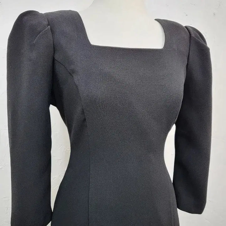 [BUNJANG] Black Square Neck Puff Sleeve Long Dress (Size S) / 블랙 스퀘어넥 퍼프 롱 원피스S
