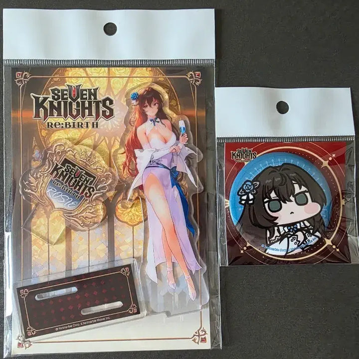 [BUNJANG] Seven Knights Reverse Rozy Acrylic Stand &amp; Badge Bundle Set / 세븐나이츠 리버스 로지 아크릴 스탠드, 캔뱃지