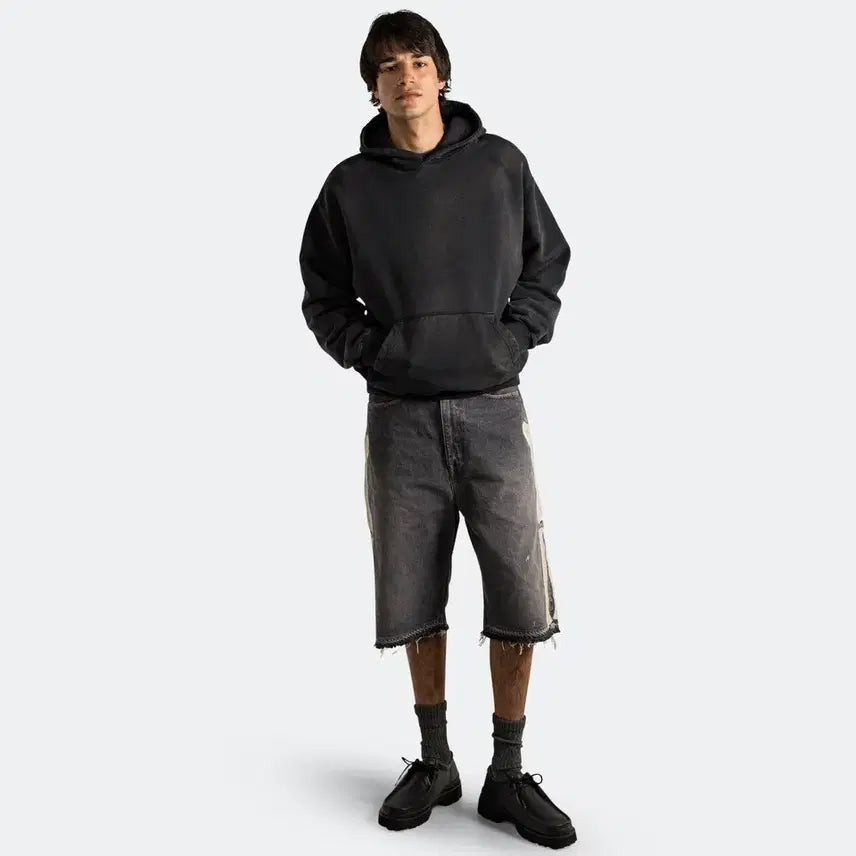 [BUNJANG] Kapital 14oz Bone Embroidery Short Pants Black 38 / 캐피탈 14온즈 데님 5P 본 자수 숏 팬츠 블랙 38사이즈