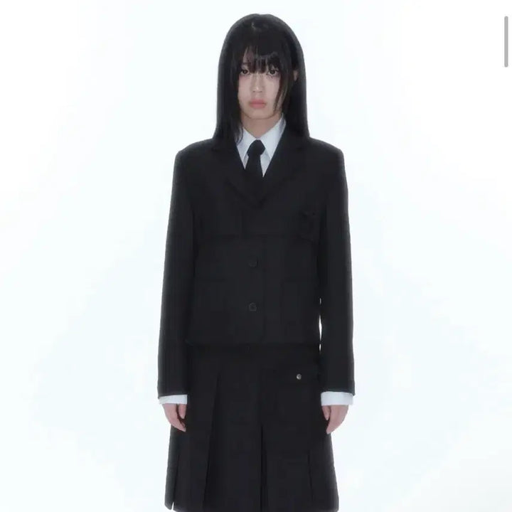 [BUNJANG] Kasiko Preppy Set-up Jacket + Skirt / 카시코 리본 프레피 셋업