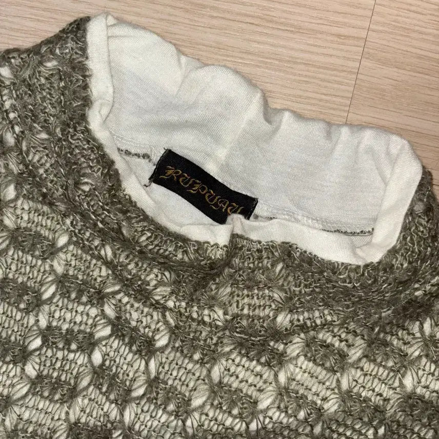 [BUNJANG] Vintage Layered Crochet Net Knit Top / 빈티지 레이어드 크로셰 그물 니트
