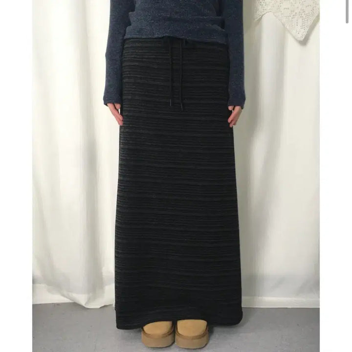 [BUNJANG] Pohaus Striped Maxi Long Skirt / 포하우스 패럴 밴딩 스트라이프 맥시 롱스커트