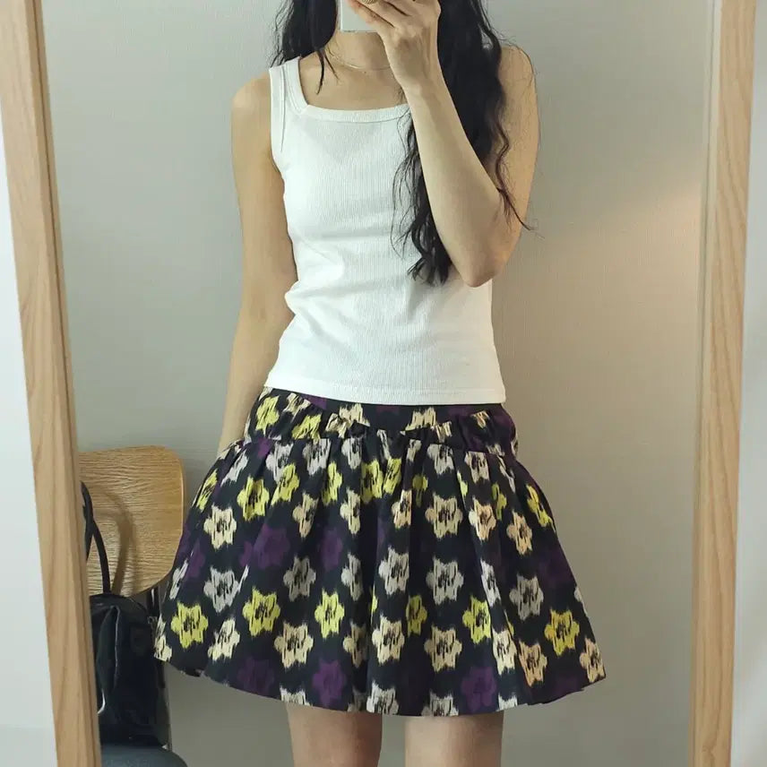 [BUNJANG] Jill Stuart A-line Mini Skirt / (S)질스튜어트 여성 A라인 미니 스커트 플라워 빈티지 H18W2779