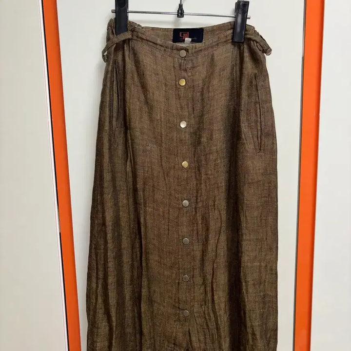 [BUNJANG] Brown Linen Skirt / 브라운 린넨 스커트